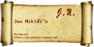 Jex Miklós névjegykártya