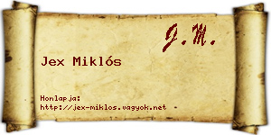 Jex Miklós névjegykártya